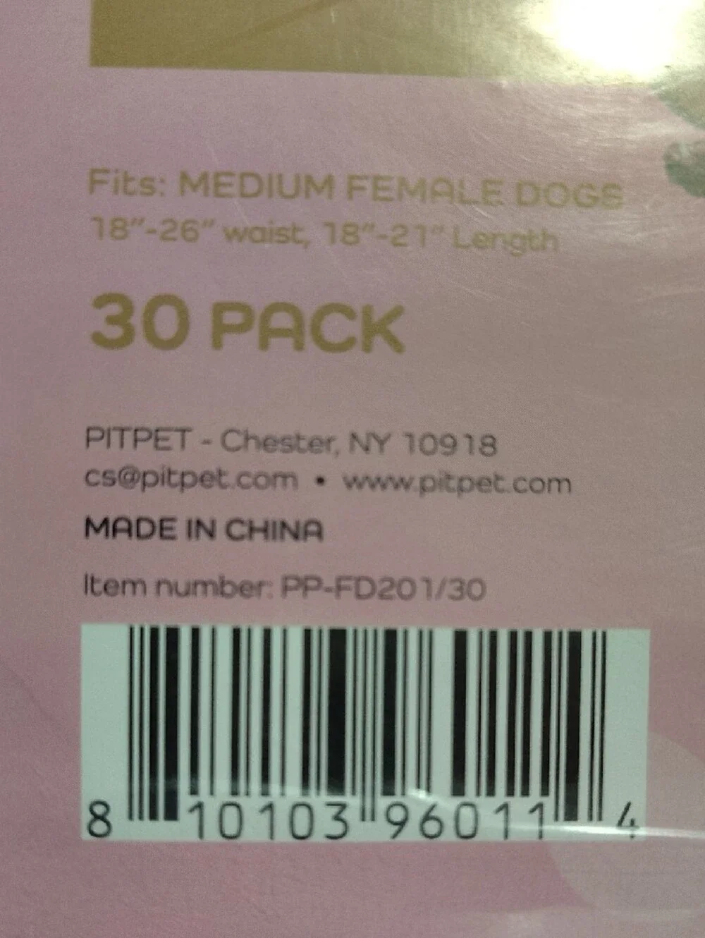 PitPet Female Dog Diapers - Pink/White, Size M
